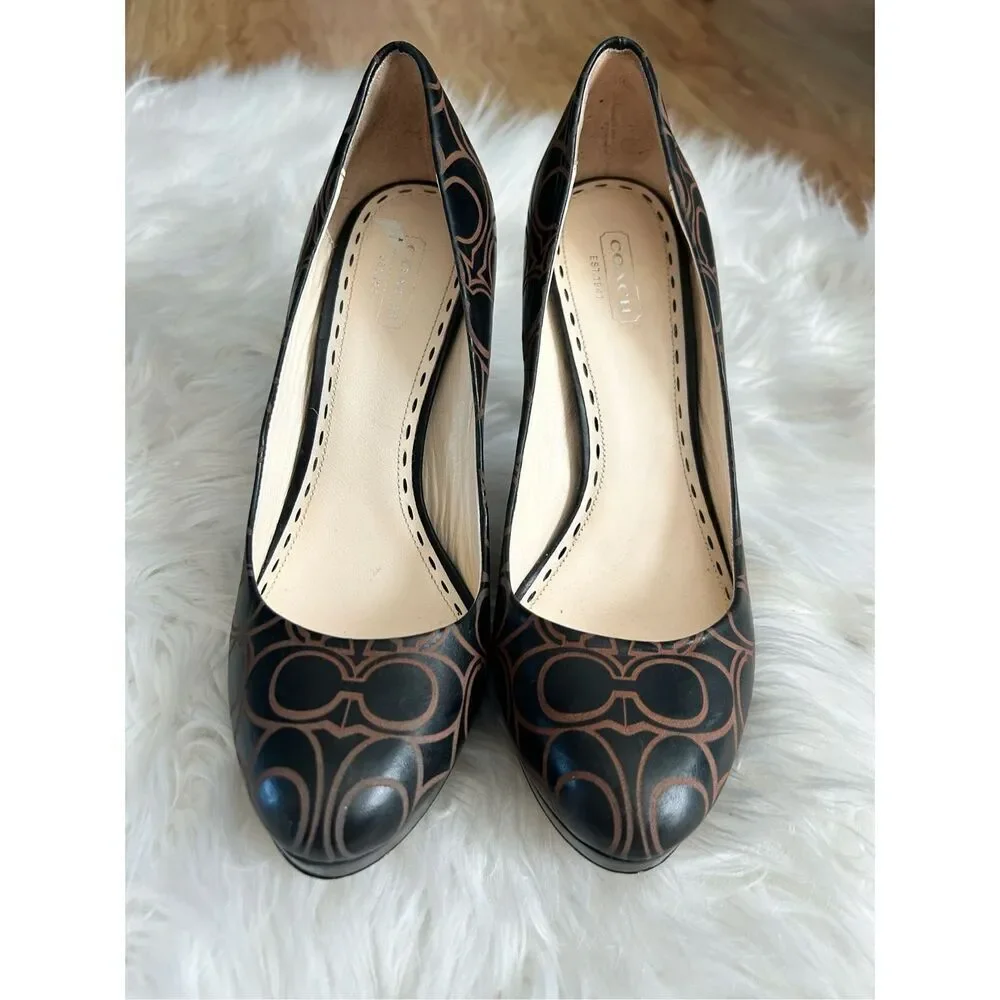 Coach Black Logo Platform Pumps 8.5 heels 4.5 heels